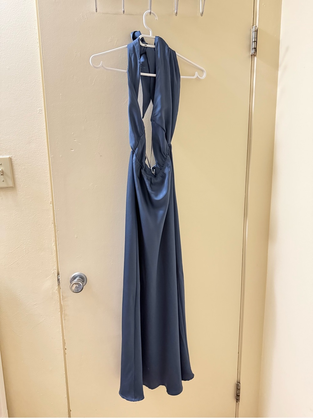 Backless Navy Halter Maxi Dress